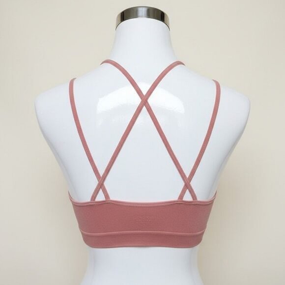 ποΈ Romantic Boho Chic Dusty Pink Floral Strappy Back High Neck Bralette Sz M/L - Picture 5 of 13